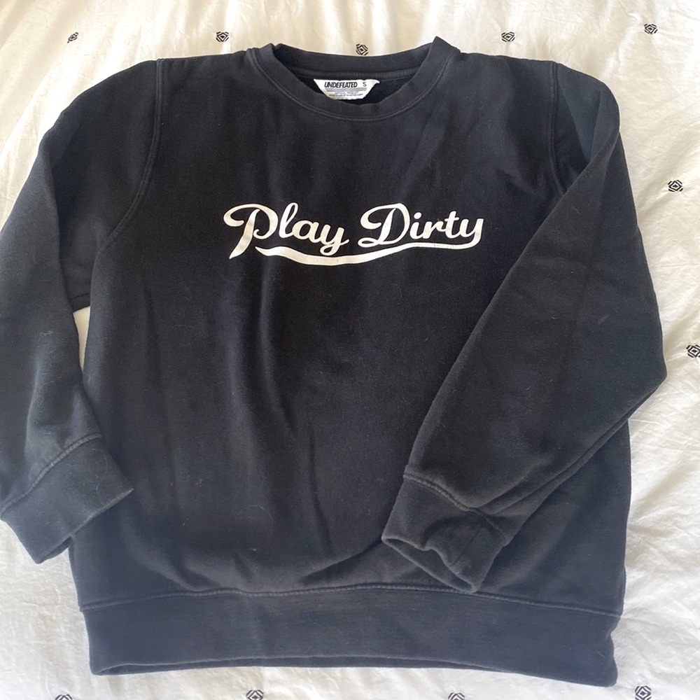 Undefeated crew neck sweatshirt, black, moderately well worn soft.
